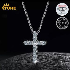925 Silver Real Moissanite Cross Necklace